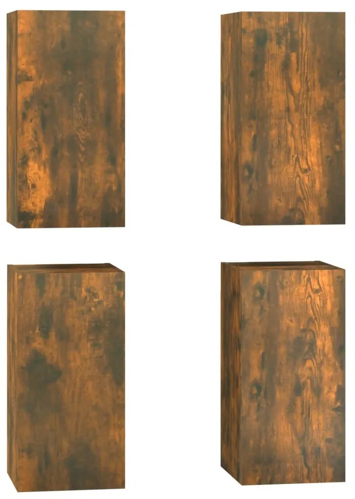 3120326 vidaXL Comode TV, 4 buc., stejar fumuriu, 30,5x30x60 cm lemn prelucrat