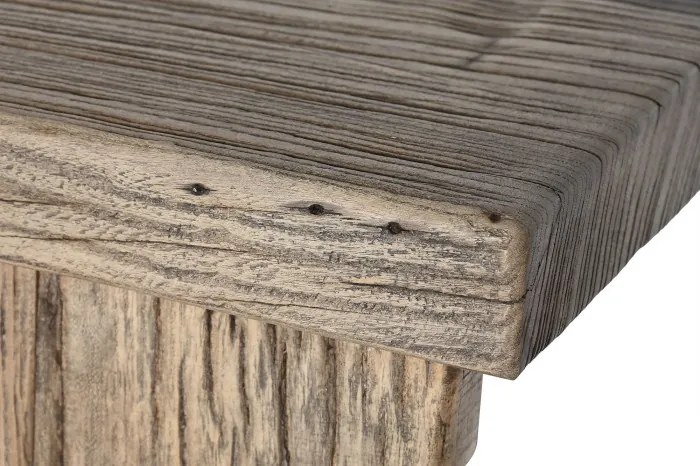 Bufet din lemn de ulm reciclat, natur, cu 4 uși și mânere cu inel din metal, aspect rustic, finisaj natural, 90 x 177 x 46 cm, „Étable”