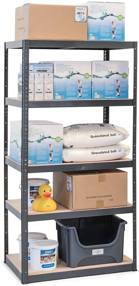 Raft 180x90x50 cm lăcuit cu 5 polite, portanta 875 kg - NEGRU