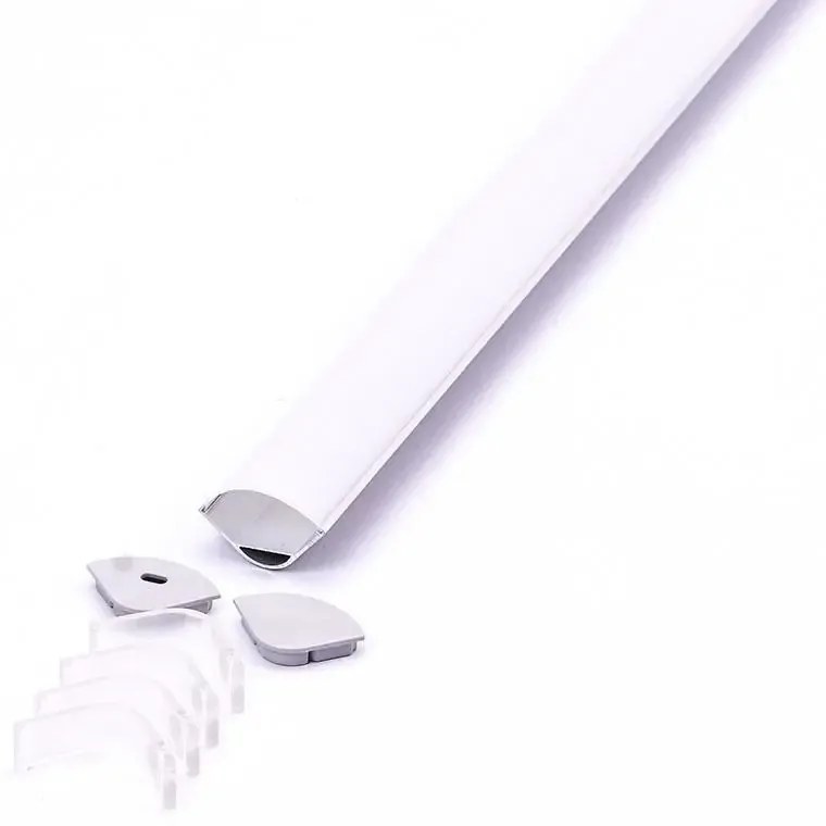Profil Banda LED de Colt, Aplicat (PT), Lat, Aluminiu + Alb Mat, 2m