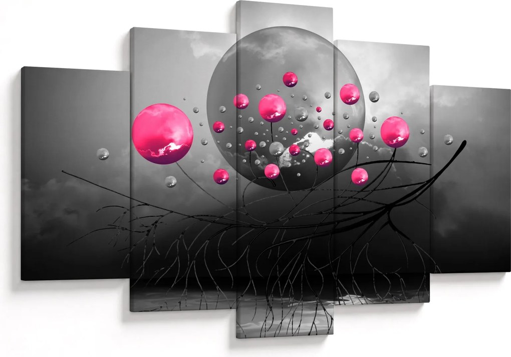 Tabloul cu bile abstracte roz (150x105 cm)