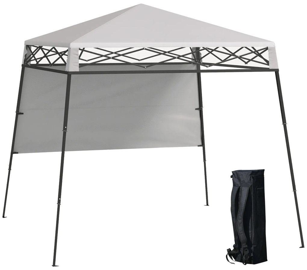 Outsunny Cenador Pliabil 220x220x200 cm cu 1 Perete Lateral Geantă de Transport Impermeabilă și Protecție UV50+ Alb | Aosom Romania