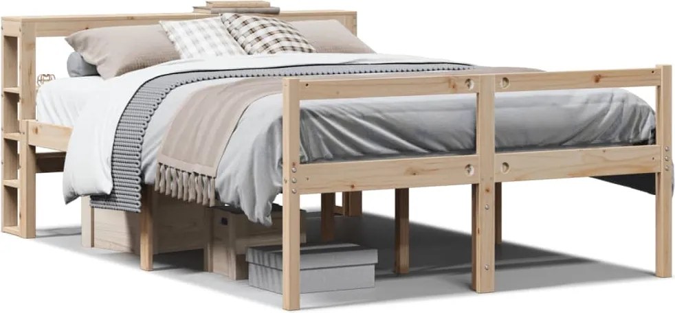 vidaXL Cadru de pat senior cu tăblie, 140x200 cm, lemn masiv pin