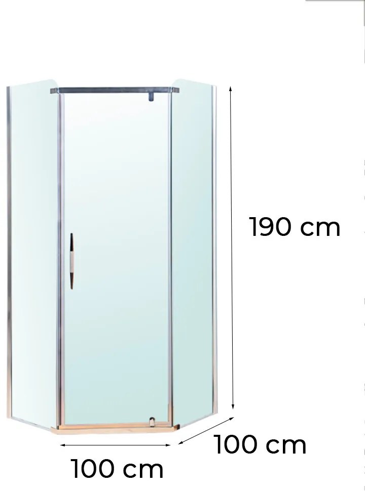 Celtic 100x100 cm cabină de duș pentagonală fără tavă