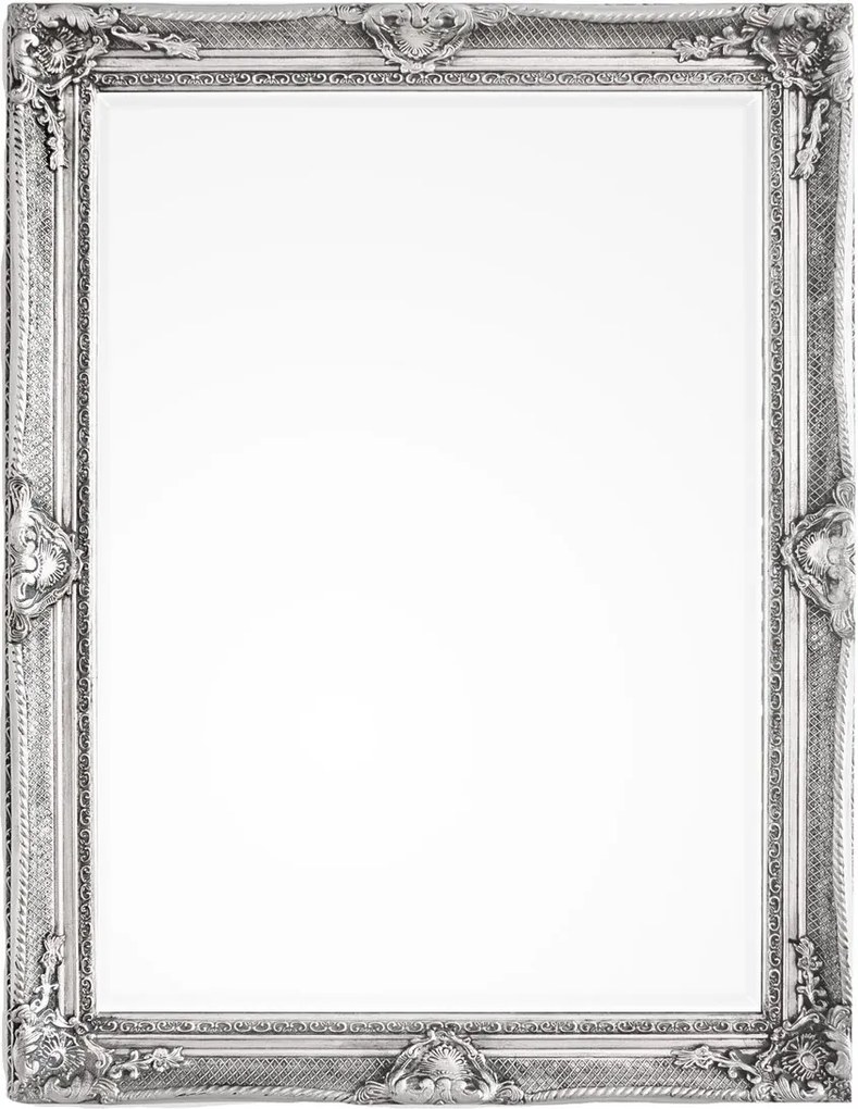 Oglinda decorativa perete cu rama lemn argintie patinata Miro 90 cm x 120 h