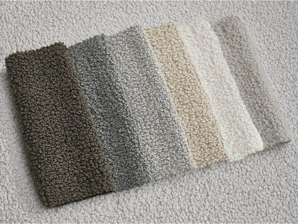 Colțar gri deschis cu tapițerie din țesătură bouclé (cu colț pe partea dreaptă/cu șezlong) Leonore – Bobochic Paris