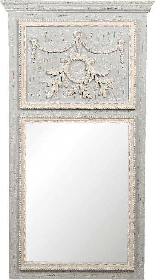 Oglinda de perete, gri, din lemn, aspect vintage, 65x5x120 cm