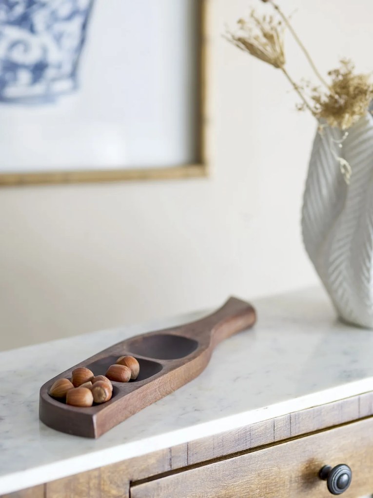 Platou de servire rustic cu 3 compartimente din lemn de mango maro, 40x9x2,5 cm, „Thorun"