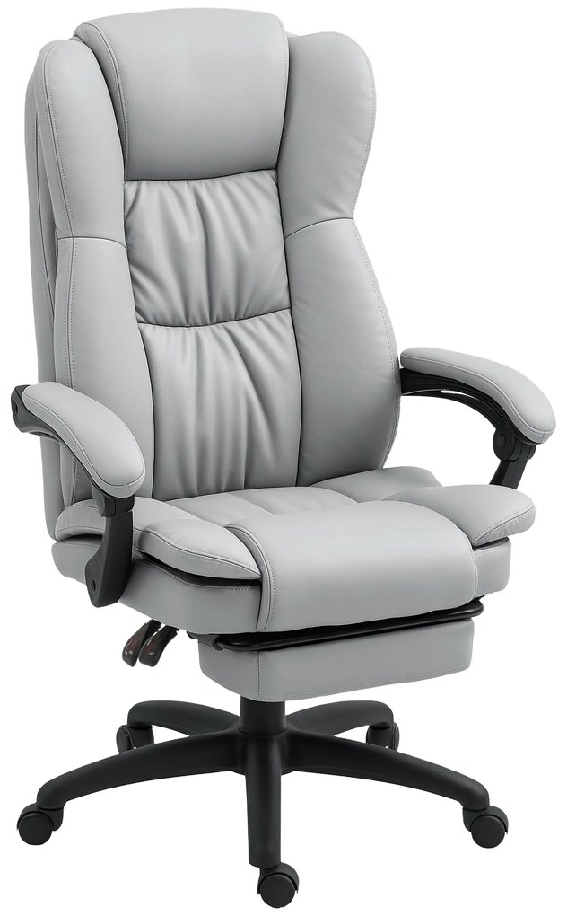 Vinsetto Scaun de birou ajustabil cu suport pentru picioare, suport pentru cap, funcție de masaj, piele ecologică, 68,5x68,5x113-121cm | Aosom Romania