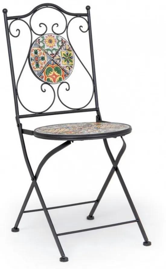 Scaun pliabil pentru gradina multicolor din metal si ceramica, Naxos Bizzotto