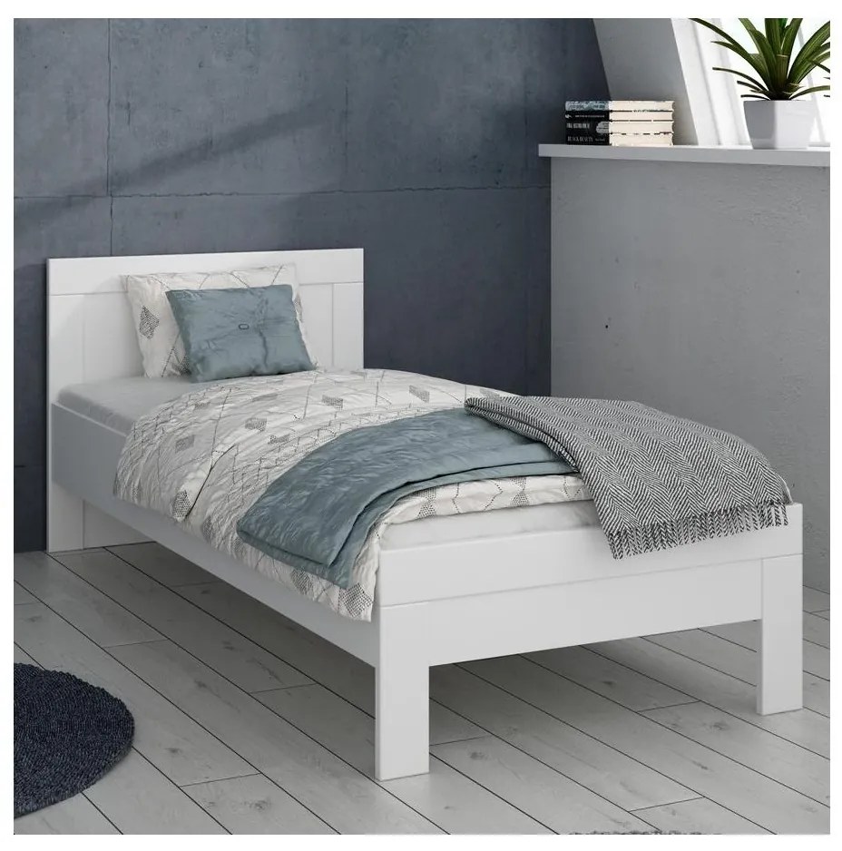 Pat pentru o persoană SNOWIE 90 x 200 cm, alb