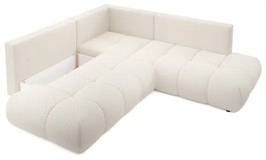 Colțar extensibil ALMADA, tapițat, în L, cu spațiu de depozitare, orientare stânga, bej