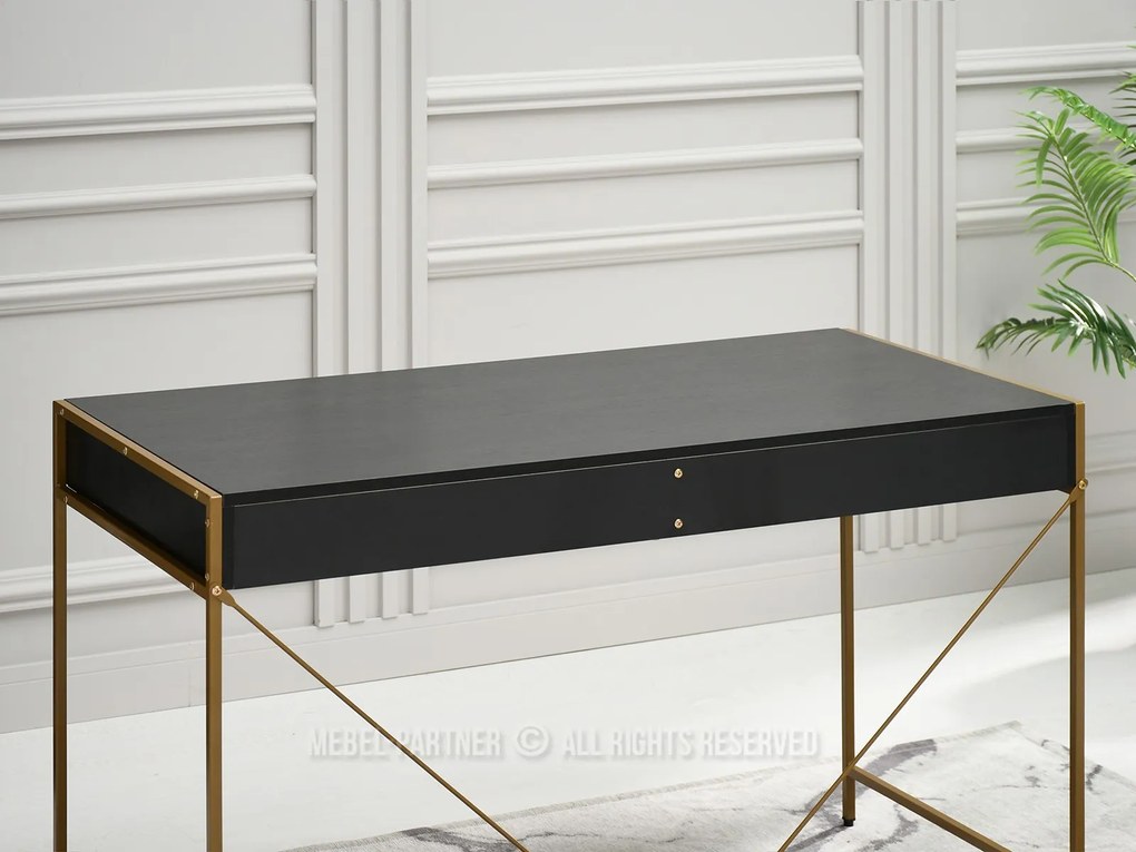 Masă PC Unica (lemn negru + auriu). Promo -10%. 1109852