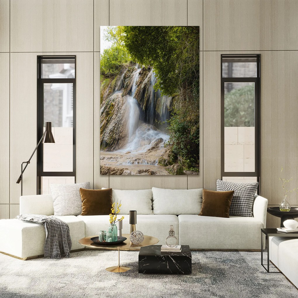 Tablou Canvas, 90x140cm, Dormitor si Living, Peisaje, Cascade, Forest Waterfall View