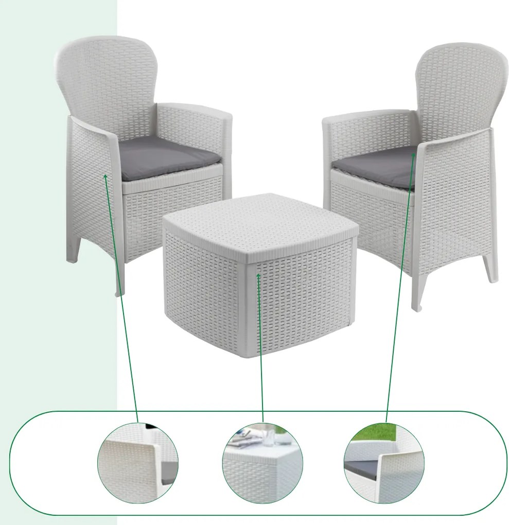 Set de grădină TREE, 3 piese, albă I.P.A.E-Progarden