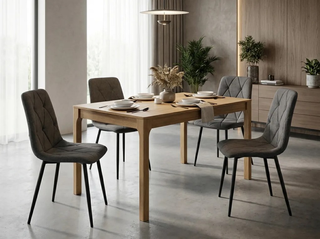 Scaun gri inchis LIBRA STONE GREY cu picioare negre