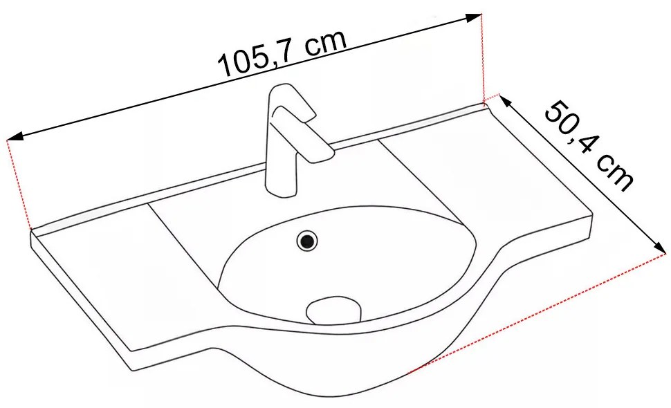 Dulap inferior Bianca Plus 105 cu lavoar, culoare stejar sonoma