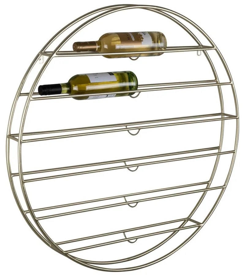 Raft pentru sticle de vin auriu pentru perete din metal număr de sticle 12 80x80x9 cm Redondo – PT LIVING