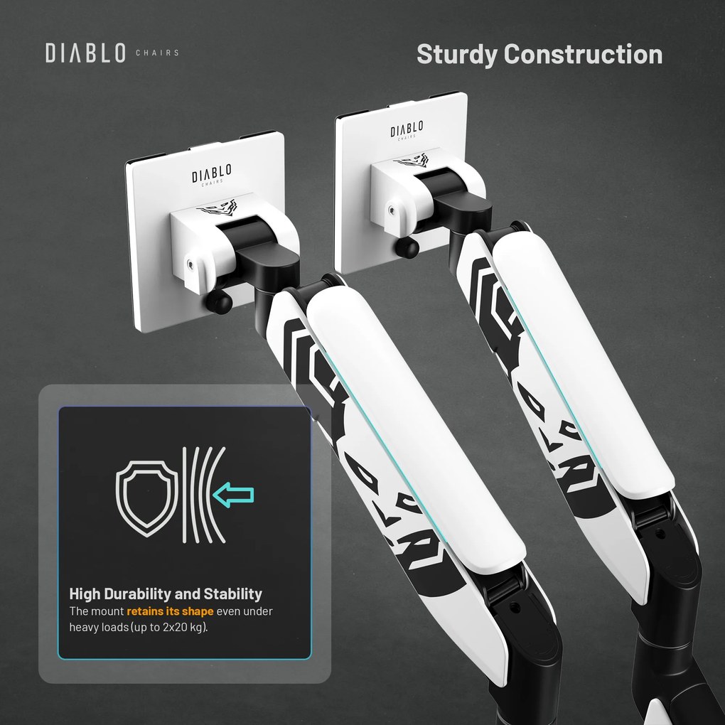 Suport dublu pentru monitoare de 49 de inchi, alb-negru X-Arm Dual RGB