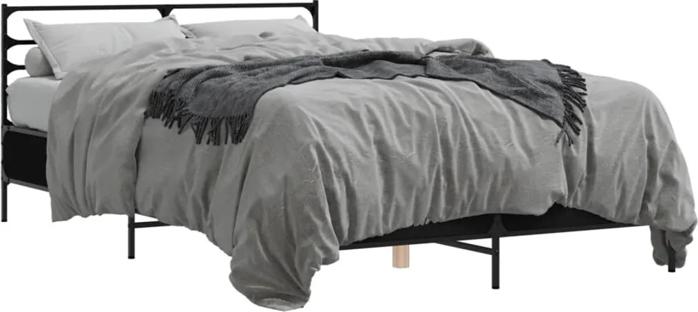 vidaXL Cadru de pat, negru, 140x190 cm, lemn prelucrat și metal
