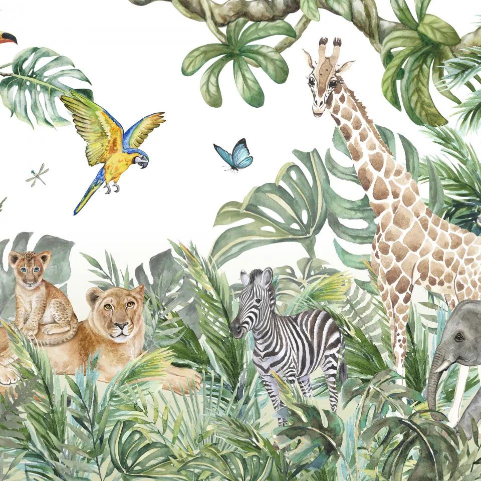 Tapet pentru copii - Animalute in jungla tropicala