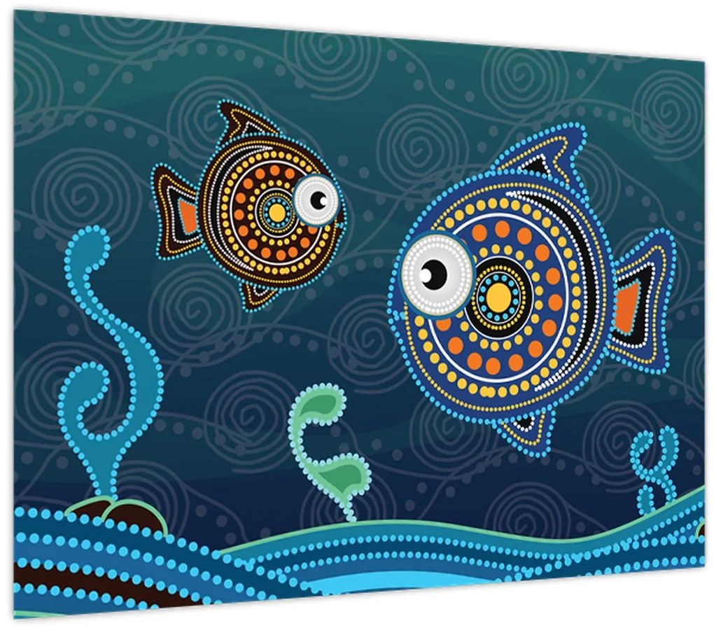 Tablou - Peștișorii desenați (70x50 cm)