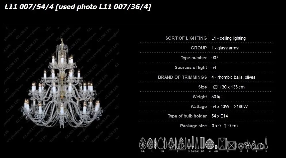 Lustra 54 brate cristal Bohemia L11 007/54/4