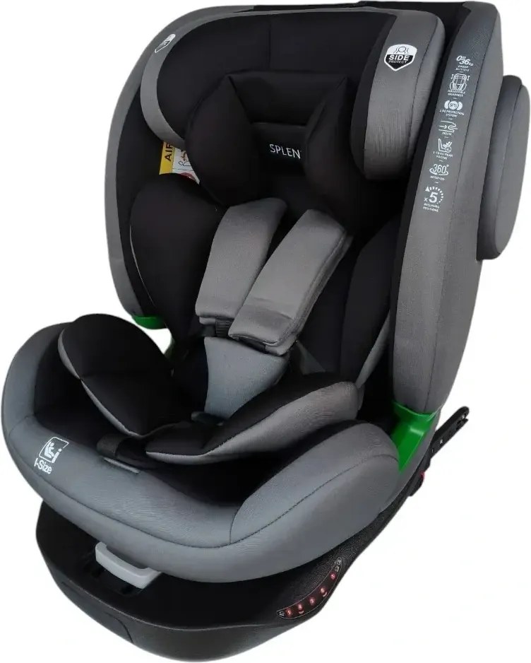 Scaun auto ISOFIX rotatie 360 grade NOVOKIDS Splend'or Edition HD-18, R129 i-Size, 40-150 cm, 0-36 kg, Gri