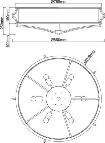 Open Design OR84429 - Plafonieră STESSO, 6xE27/12W/230V, Ø 85 cm, crom lucios/alb