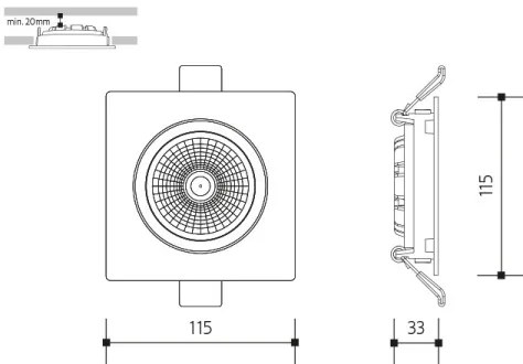 Corp de iluminat LED încastrat LED/18W/230V 3000K 11,5x11,5 cm negru
