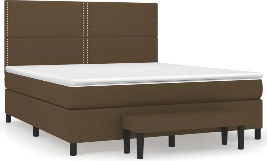 vidaXL Pat continental cu saltea maro închis 180x200cm material textil