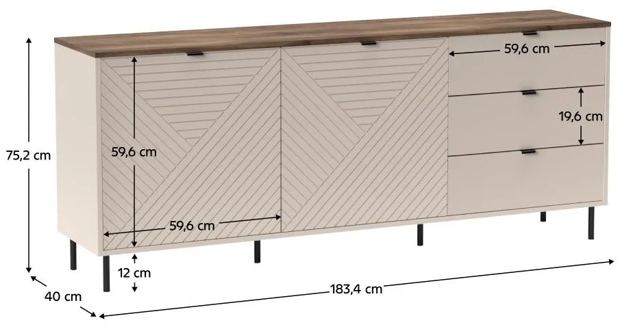 Comodă Explicaba (cashmir + stejar castello) . 1116326