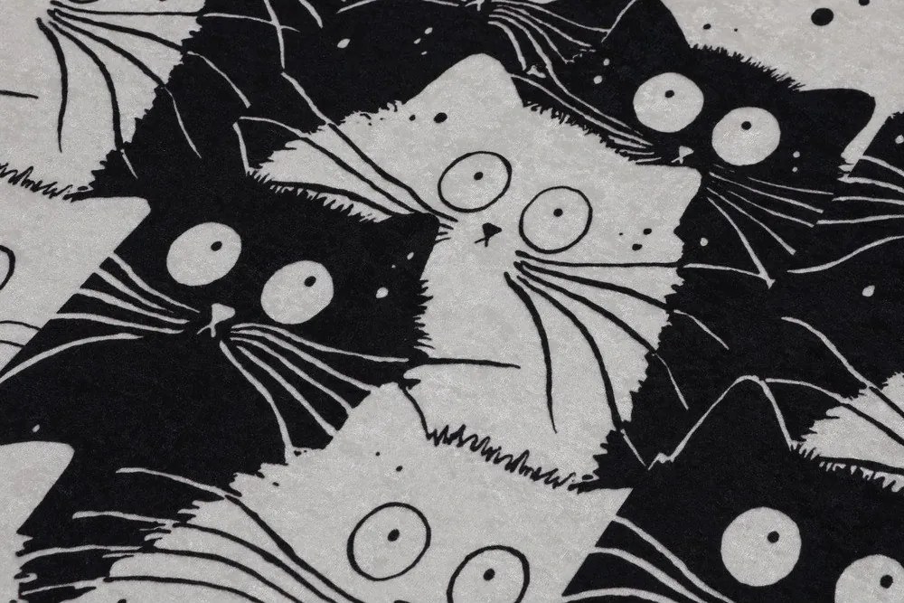 Covorașe de baie negre/gri 2 buc. 60x100 cm White Cats – Foutastic