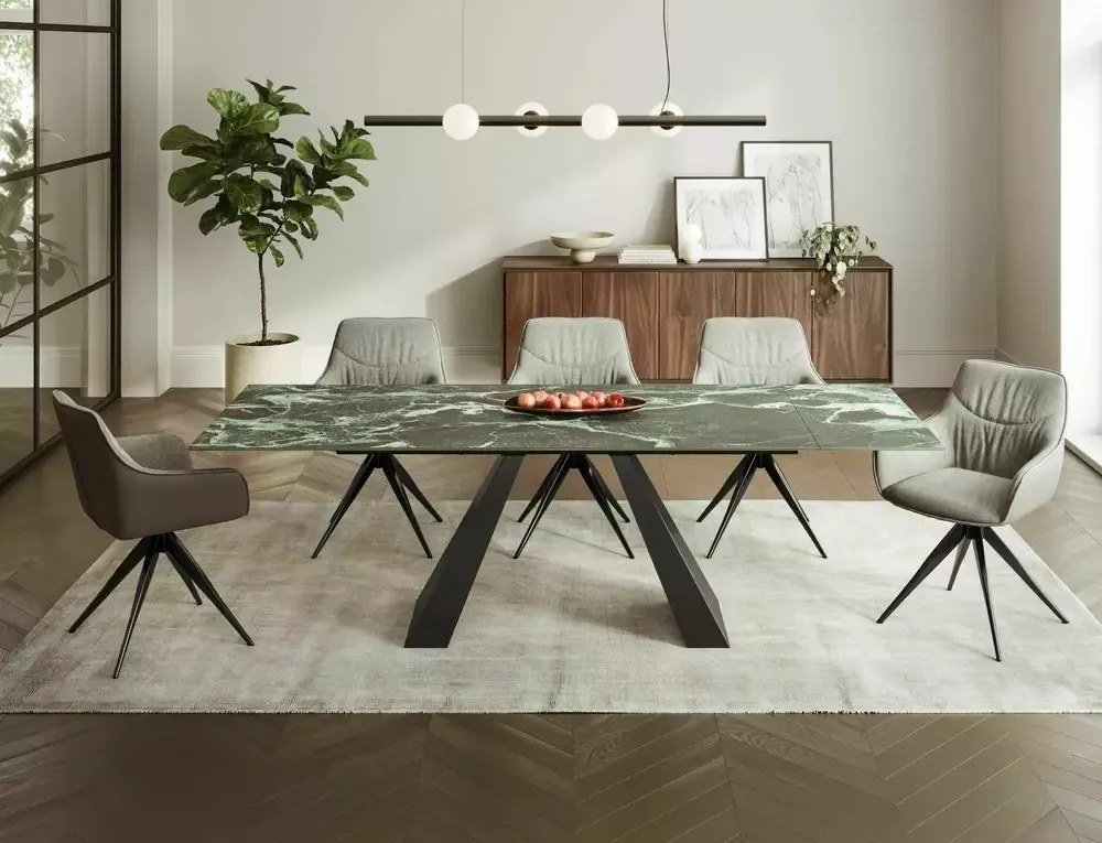 Masa extensibila Salvadore Ceramic VERDE ALPI/negru mat L160-240 cm