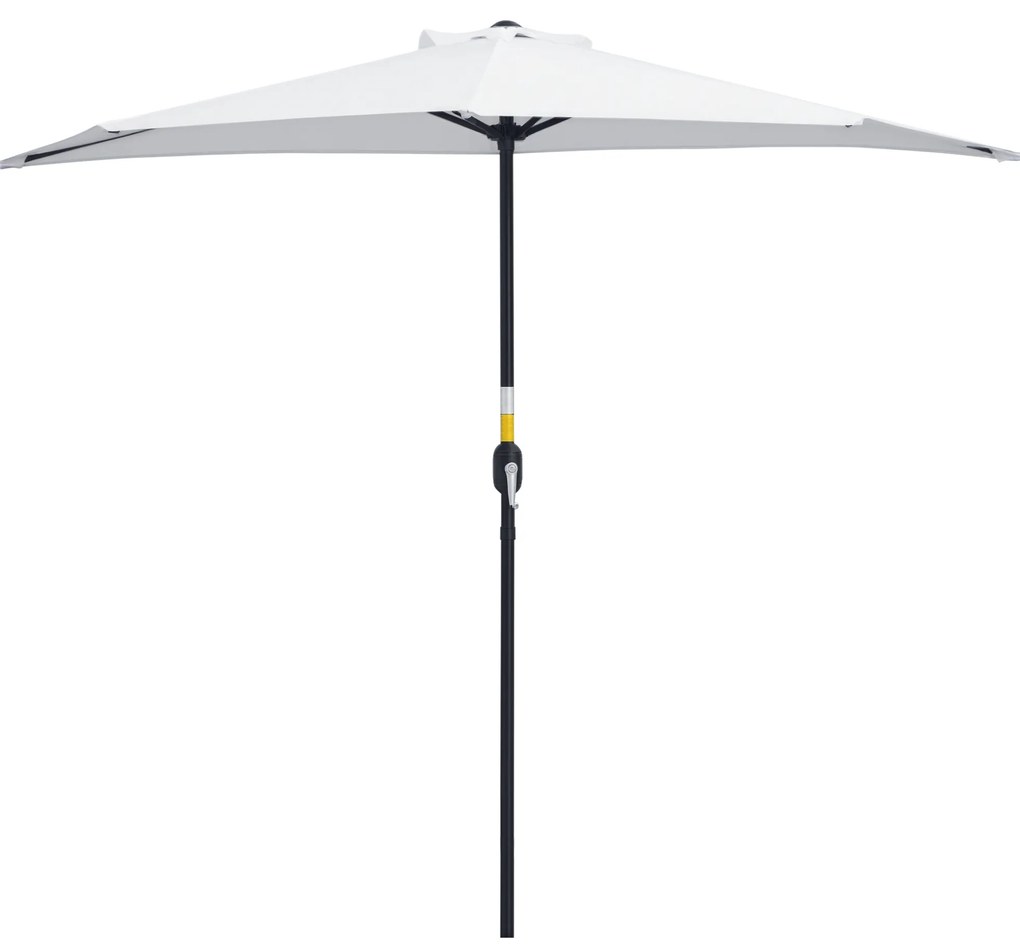 Outsunny Umbrelă Semicirculară de Perete cu Deschidere cu Manivelă și 5 Spițe, 2.6x1.35x2.3 m, Alb | Aosom Romania
