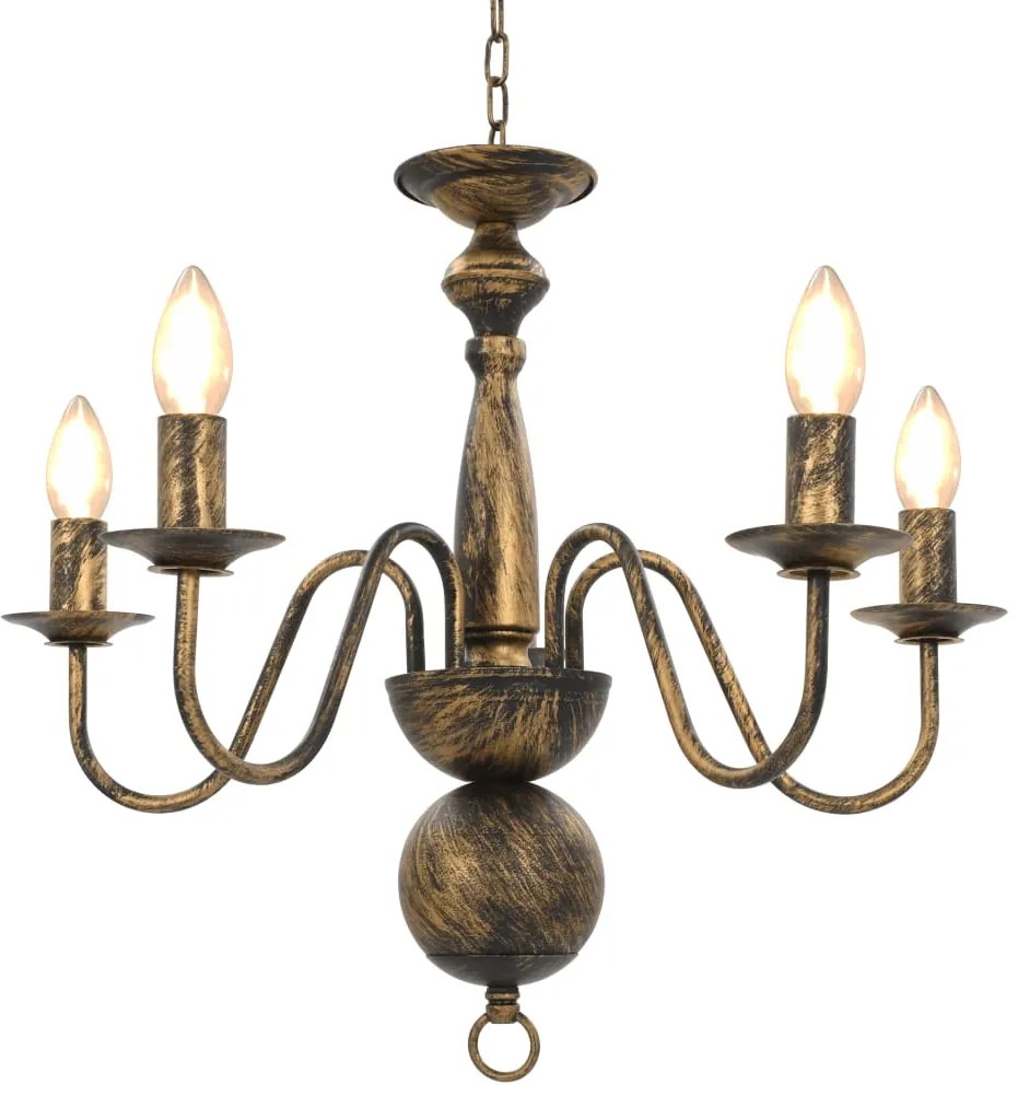 vidaXL Candelabru antichizat, negru, 5 becuri E14