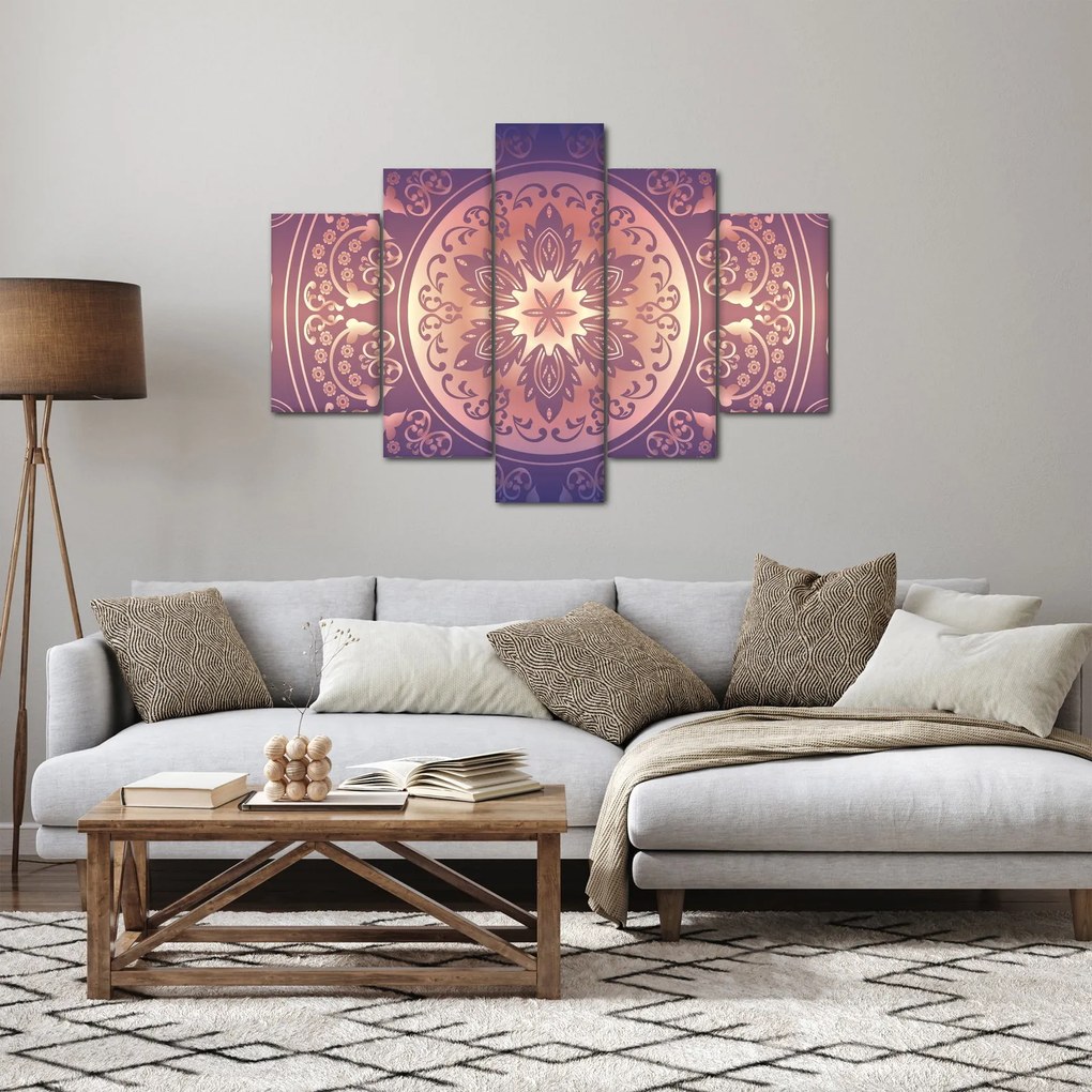 Tablou - Mandala pe gradient violet (150x105 cm)