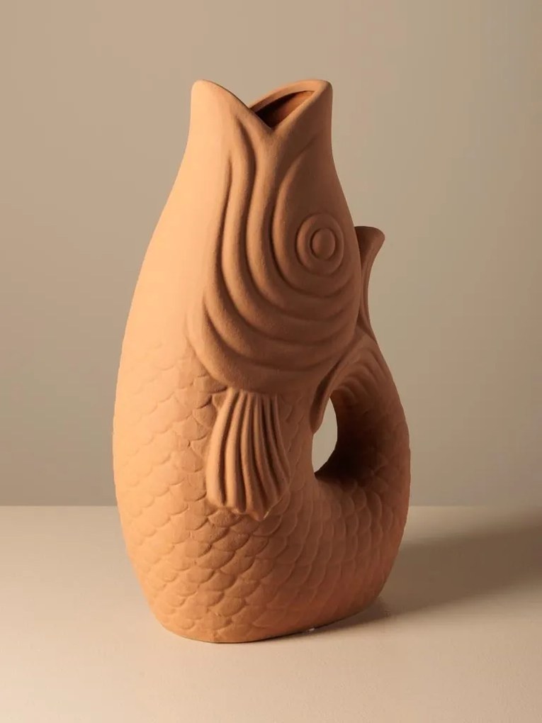 Vaza decorativa, portocalie, din ceramica, Fish