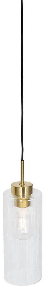 Lampă suspendată Art Deco aurie cu sticlă - Laura