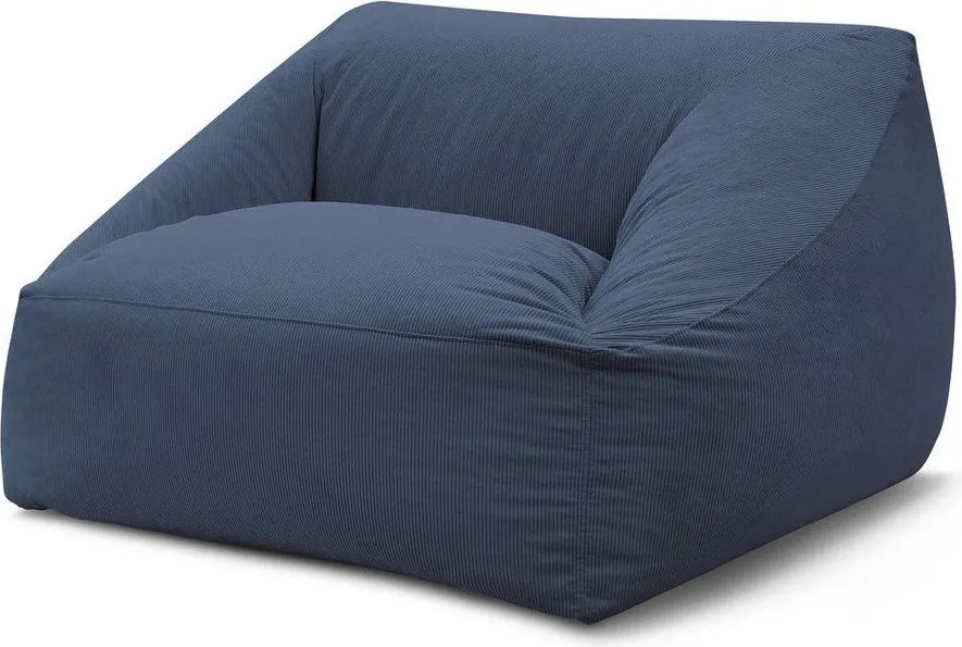 Fotoliu bean bag albastru închis cu tapițerie din catifea reiată Lilibet – Bobochic Paris