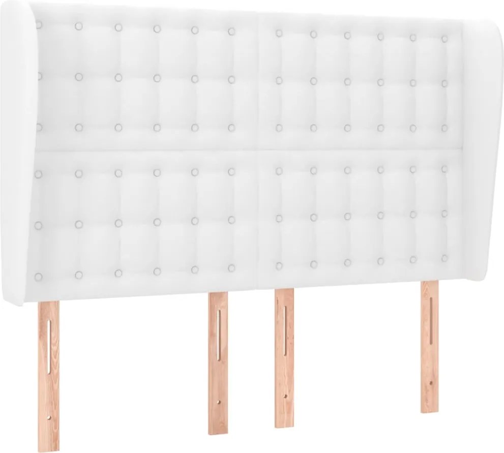 vidaXL Tăblie de pat cu aripioare, alb, 147x23x118/128 cm, piele eco