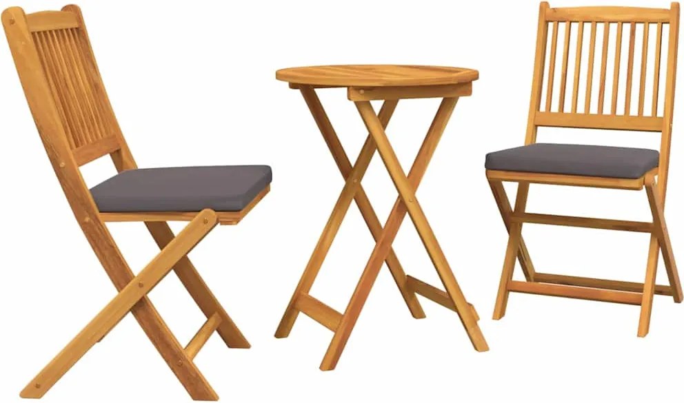 vidaXL Set Bistro de Grădină 3 pcs Maro Lemn Solid de Acacia