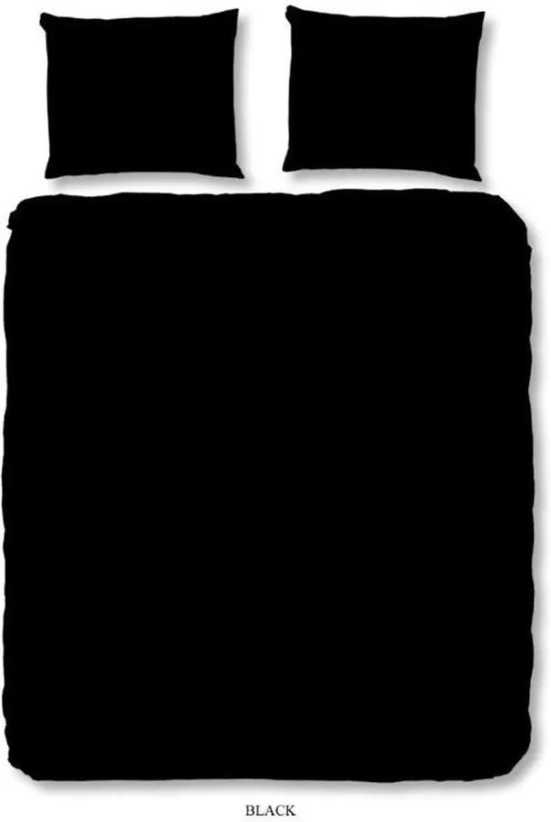 Lenjerie de pat din bumbac Good Morning Basso Uni, 140 x 200 cm, negru