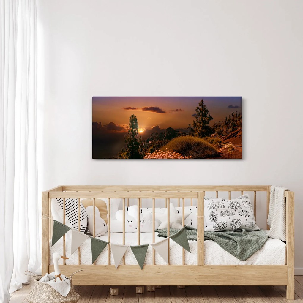 Tablou naturii cu apus de soare (120x50 cm)