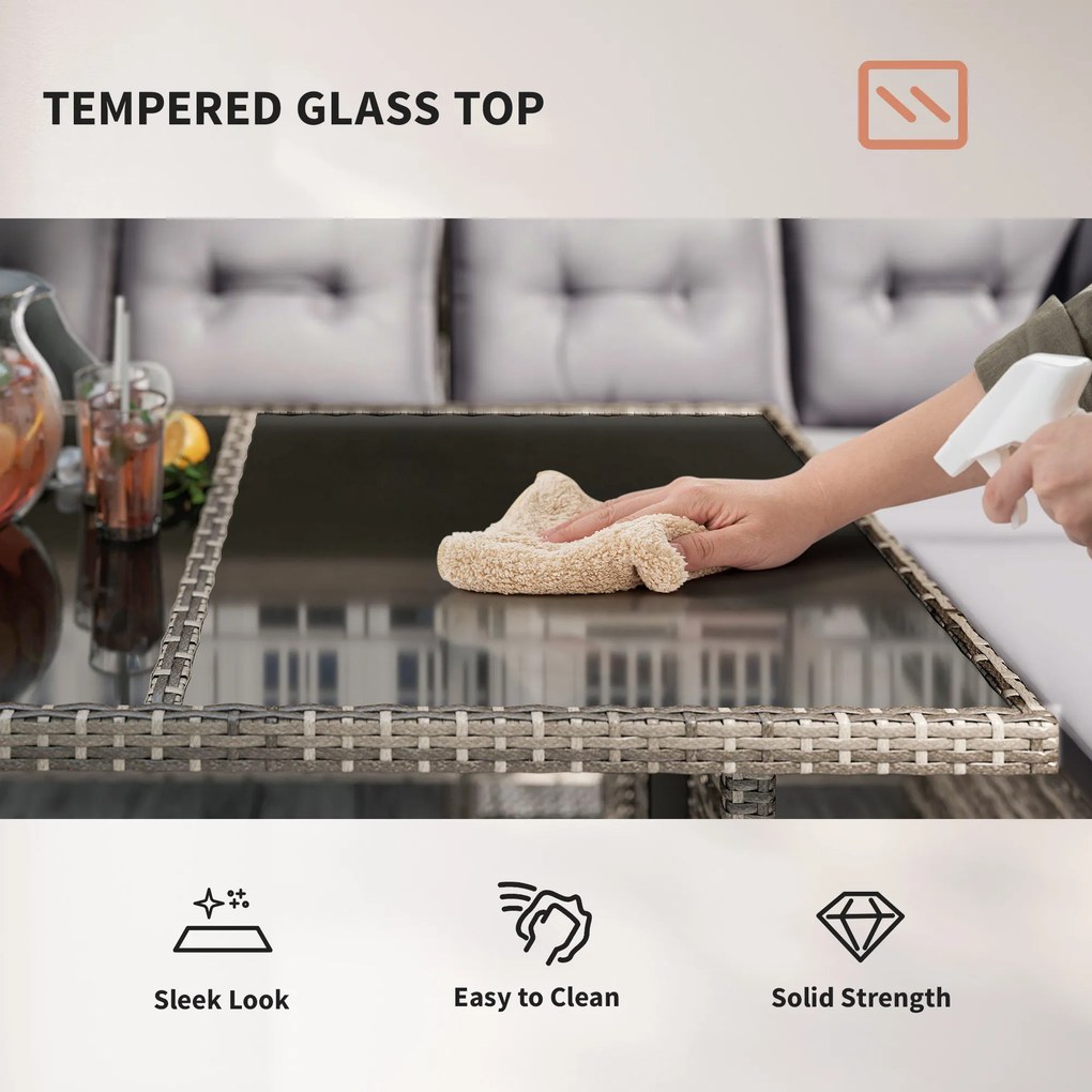 Outsunny Set mobilier grădină din ratan PE, pentru 5 persoane, perne detașabile, Gri, Maro | Aosom Romania