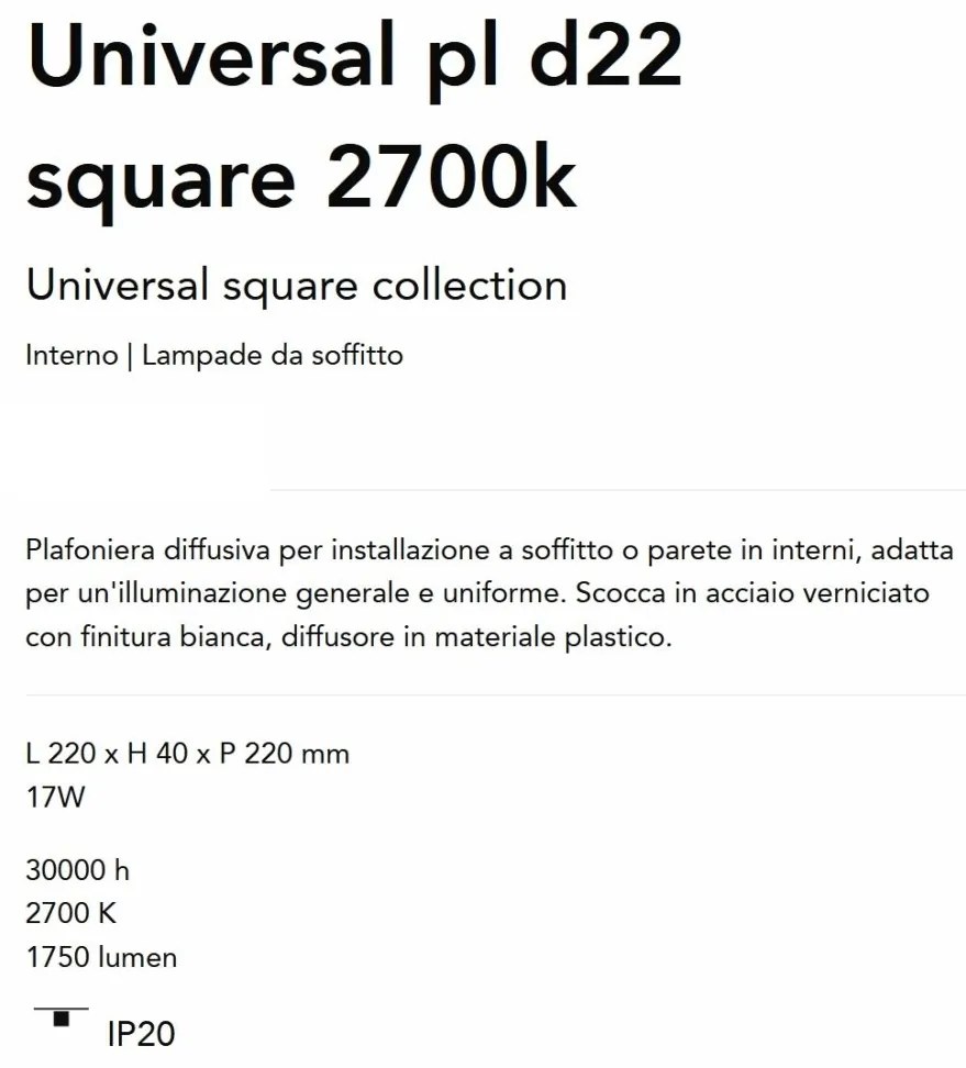 Plafoniera LED perete/tavan Universal pl d22 square 2700k