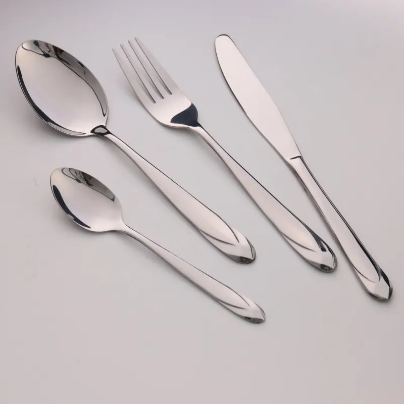 Set 24 de tacamuri OEM GS-101332S2, Pentru 6 persoane, Lustruire oglinda, Cutie, Otel inoxidabil 410, Argintiu metalizat