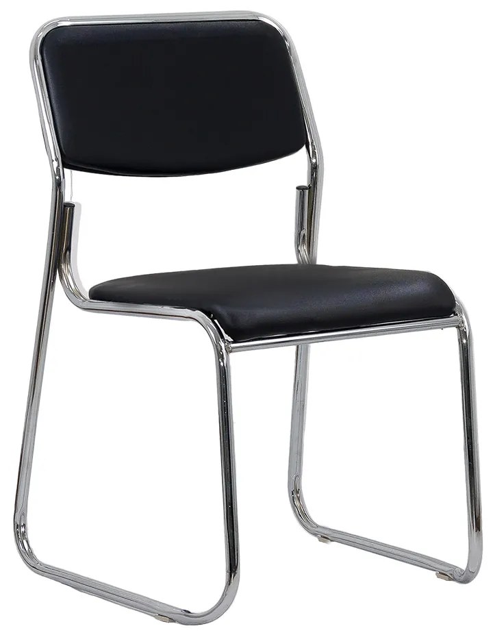 Scaun de așteptare HRC 604 negru din piele ecologică suprapozabil