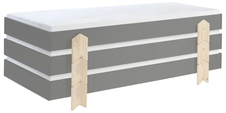 Set MODULO format din 3 Pat copii MODULO (90 x 200 cm) cu picioare Pat copii în formă de săgeată.