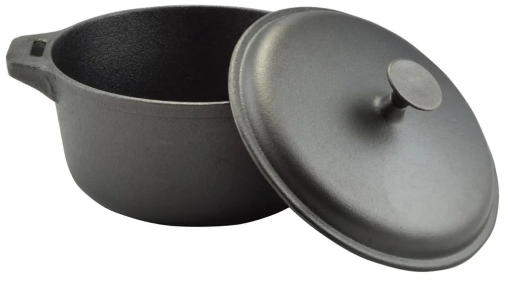 Oală din fontă brută cu capac 32 cm, 8L – Perfect Home 15532, pentru gătit în volum mare și distribuție uniformă a căldurii